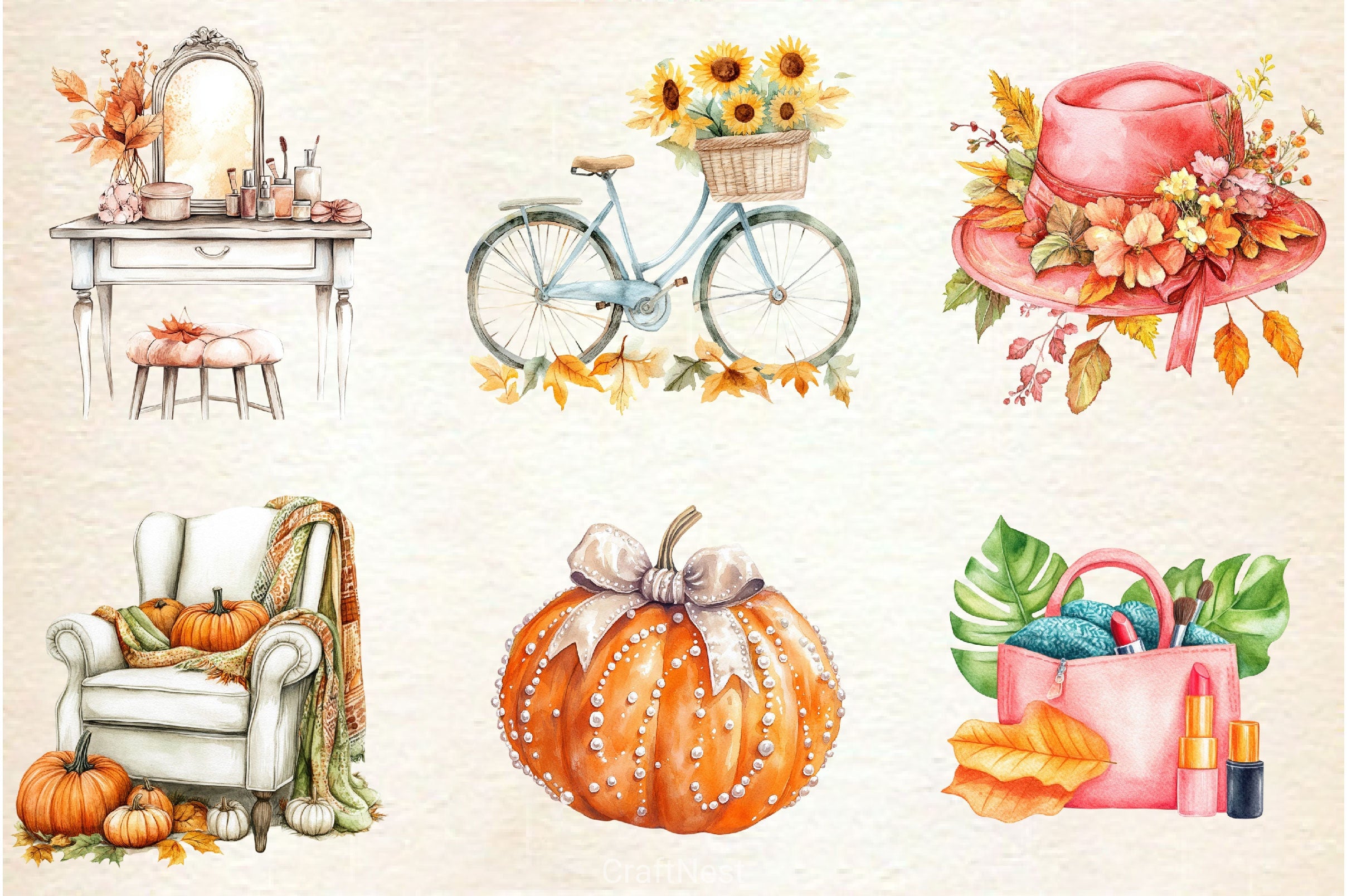 Cute Coquette Autumn Clipart Bundle 2 - CraftNest - Digital Crafting and Art