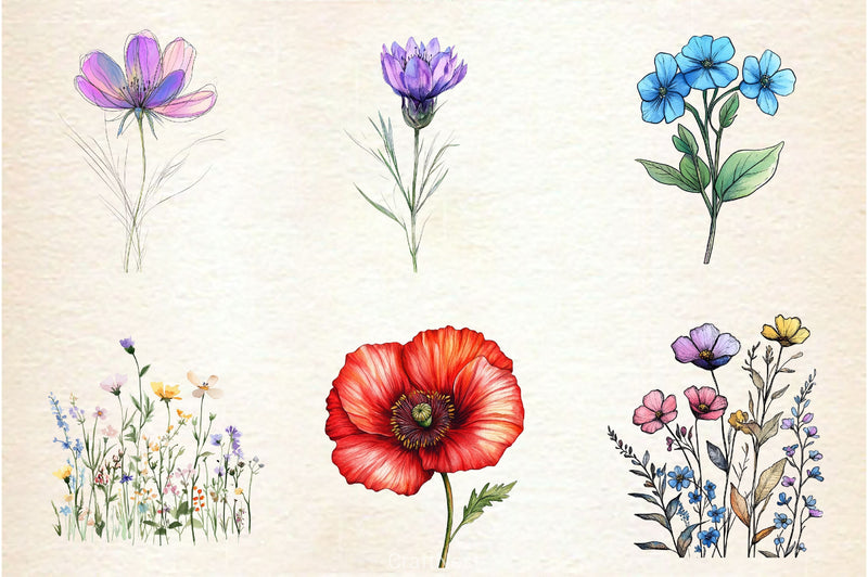 Tiny Wildflowers Clipart Bundle - CraftNest - Digital Crafting and Art