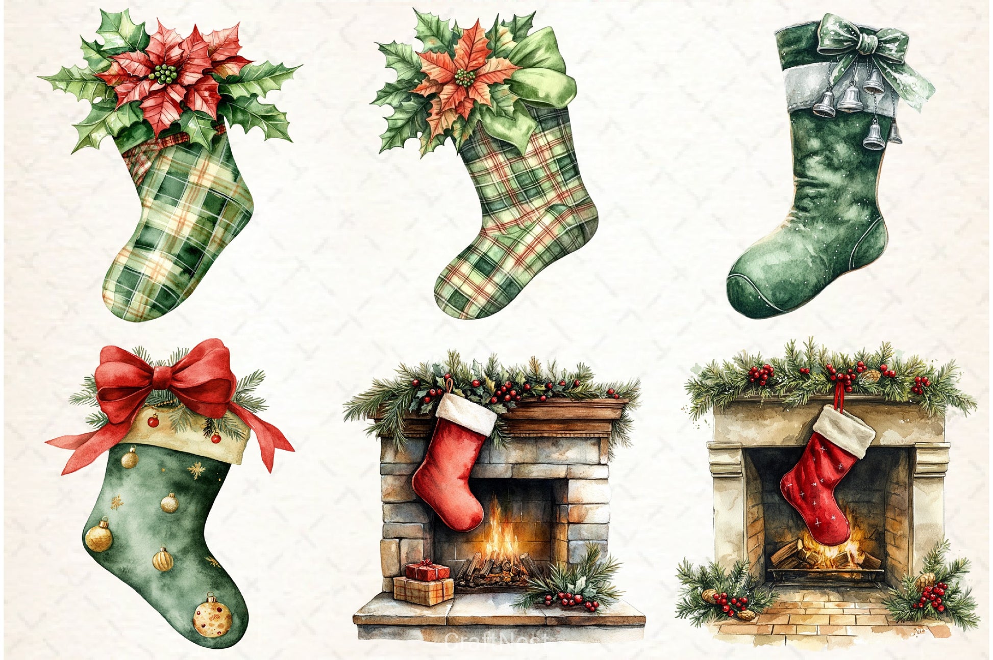 Christmas Stocking Clipart Bundle - CraftNest - Digital Crafting and Art