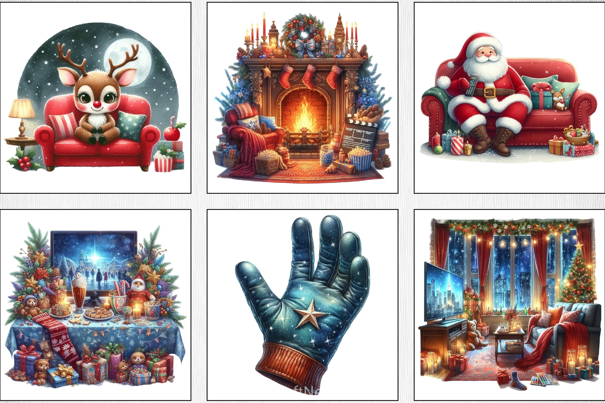 Christmas Movie Night Clipart Bundle 4 - CraftNest - Digital Crafting and Art