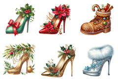 Christmas High Heels Winter Shoes Clipart Bundle - CraftNest - Digital Crafting and Art