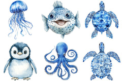 Blue Ocean Animals Clipart - CraftNest - Digital Crafting and Art