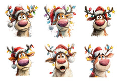 Funny Christmas Reindeer & Tree Clipart Bundle - CraftNest - Digital Crafting and Art