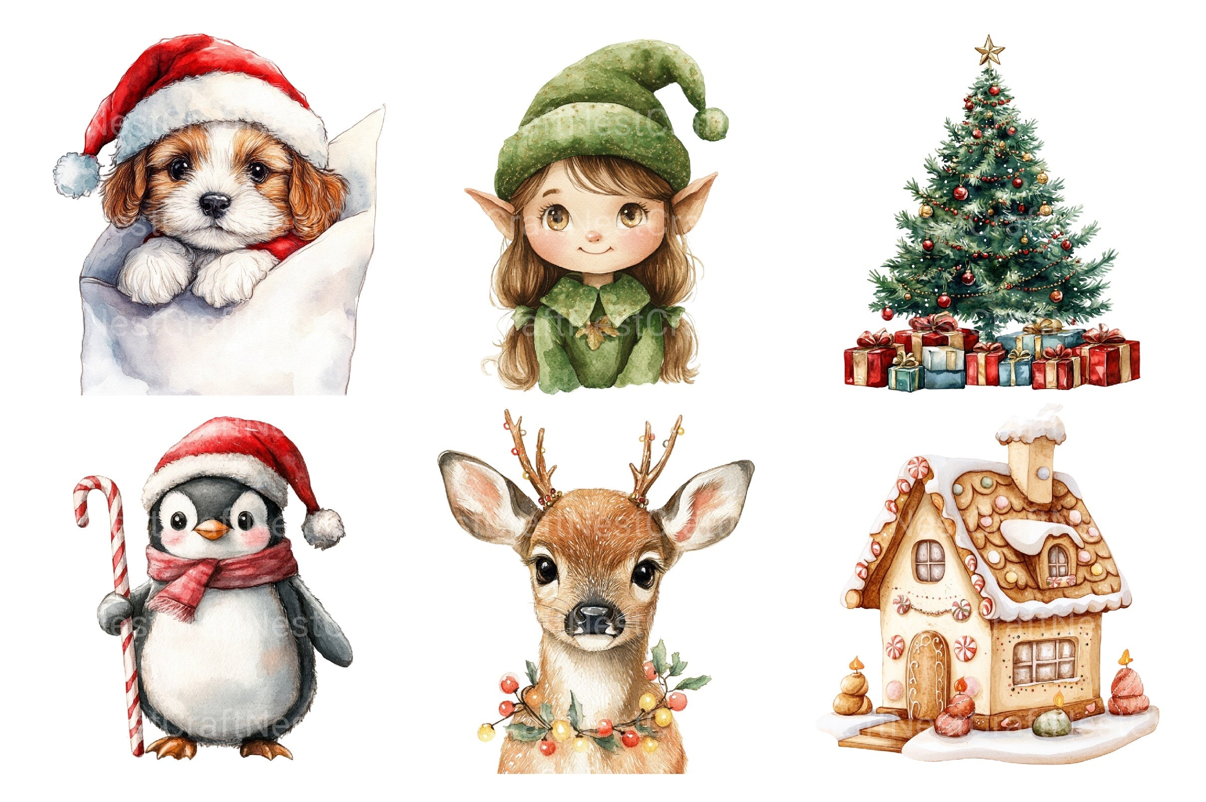 Glitter Cute Christmas Sublimation Clipart Bundle 2 - CraftNest - Digital Crafting and Art