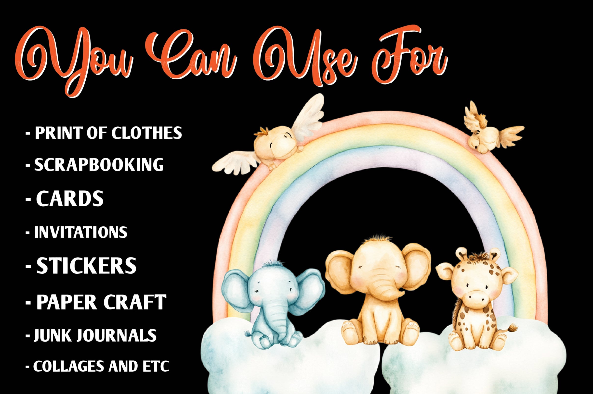 Cute Boho Baby Safari Animals Clipart Bundle - CraftNest - Digital Crafting and Art