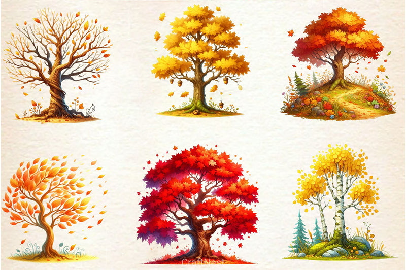 Autumn Tree Clipart Bundle 2 - CraftNest - Digital Crafting and Art