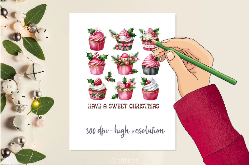 Have A Sweet Christmas Christmas Cupcake Clipart Bundle 2 - CraftNest - Digital Crafting and Art