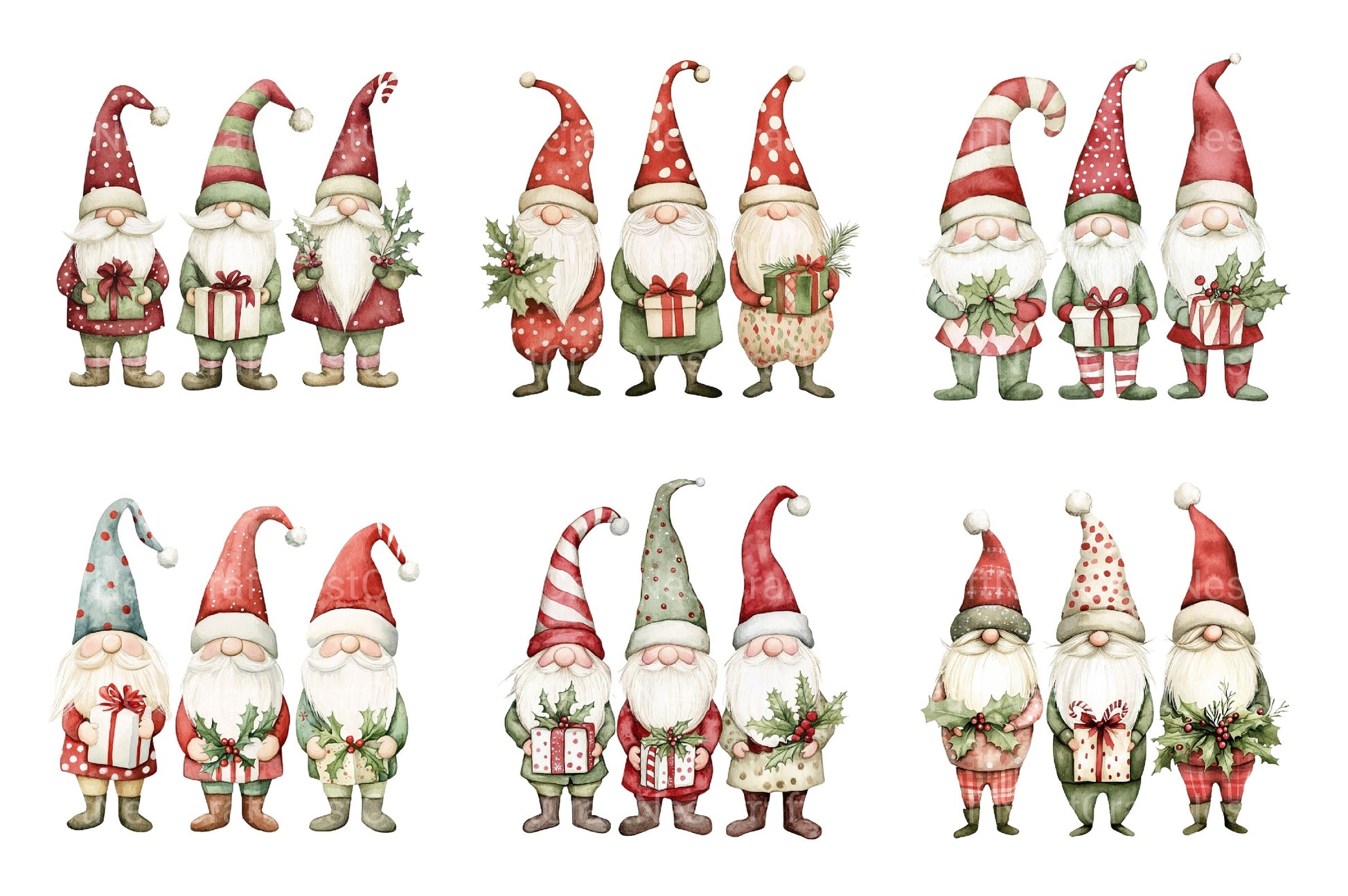 Christmas Gnomes Clipart Bundle: Cute Xmas Gnome Digital Download - CraftNest - Digital Crafting and Art