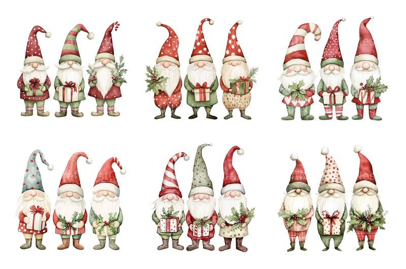 Christmas Gnomes Clipart Bundle: Cute Xmas Gnome Digital Download - CraftNest - Digital Crafting and Art