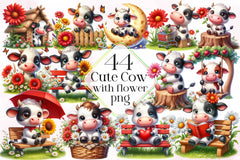Cute Cow Clipart Bundle 3 - CraftNest - Digital Crafting and Art