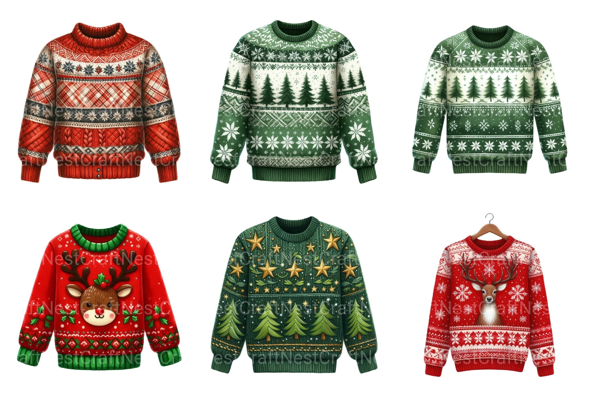 Christmas Sweater Pullover Designs Clipart Bundle - CraftNest - Digital Crafting and Art
