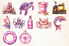 Pink Sea Adventure Clipart Bundle 2 - CraftNest - Digital Crafting and Art