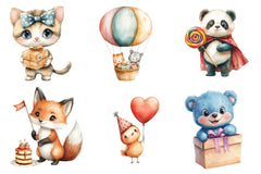 Birthday Baby Animal Party Clipart Bundle - CraftNest - Digital Crafting and Art