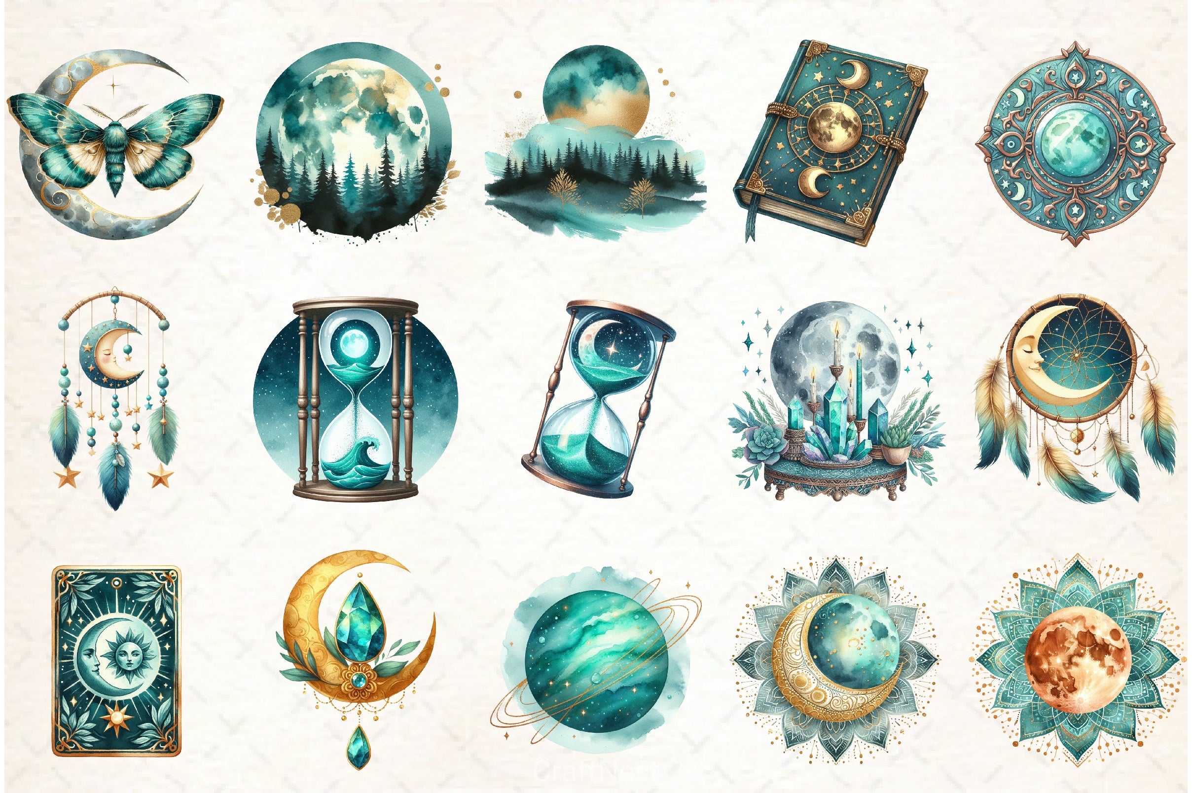 Mystical Moon Clipart Bundle - CraftNest - Digital Crafting and Art