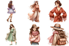 Boho Girls Clipart Bundle - CraftNest - Digital Crafting and Art