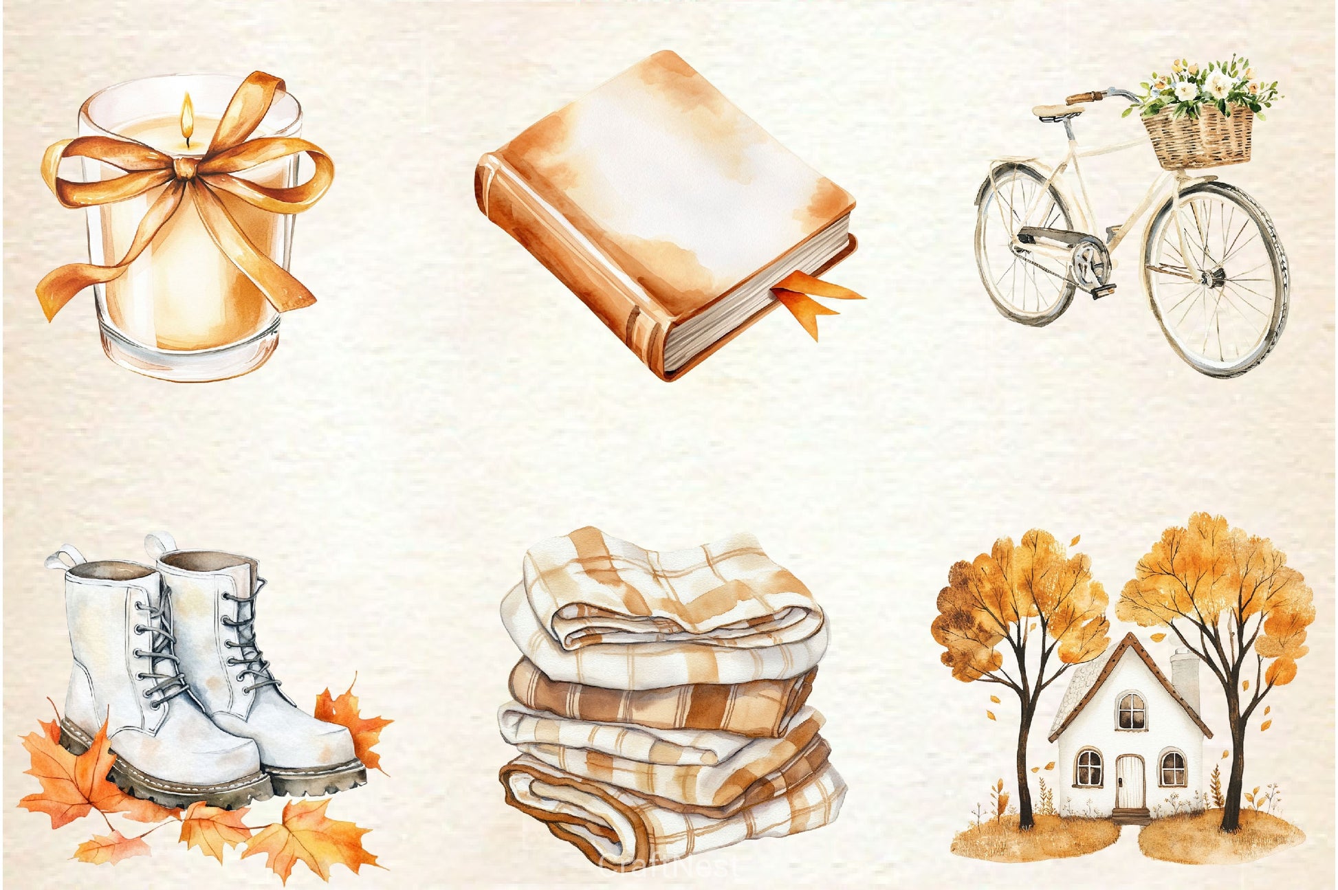 Cozy Caramel & White Fall Clipart Bundle 2 - CraftNest - Digital Crafting and Art