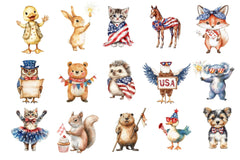 Patriotic Cute Animals Clipart Bundle - CraftNest - Digital Crafting and Art