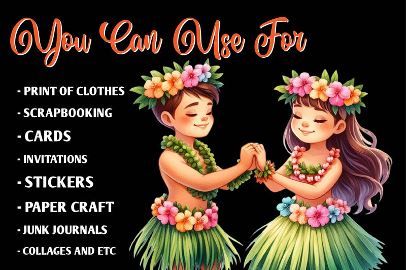 Cute Tropical Hula Dance Hawaiian Clipart Bundle - CraftNest - Digital Crafting and Art