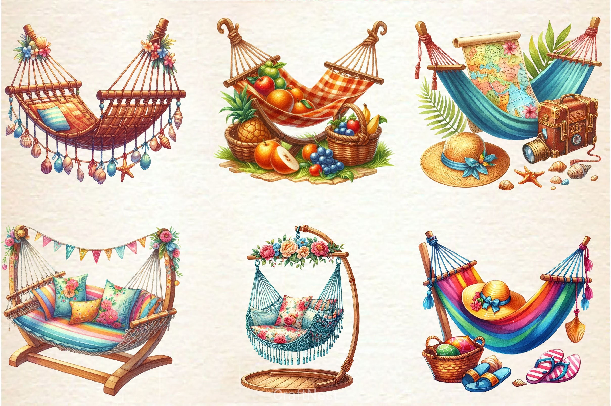 Summer Hammock Clipart Bundle - CraftNest - Digital Crafting and Art