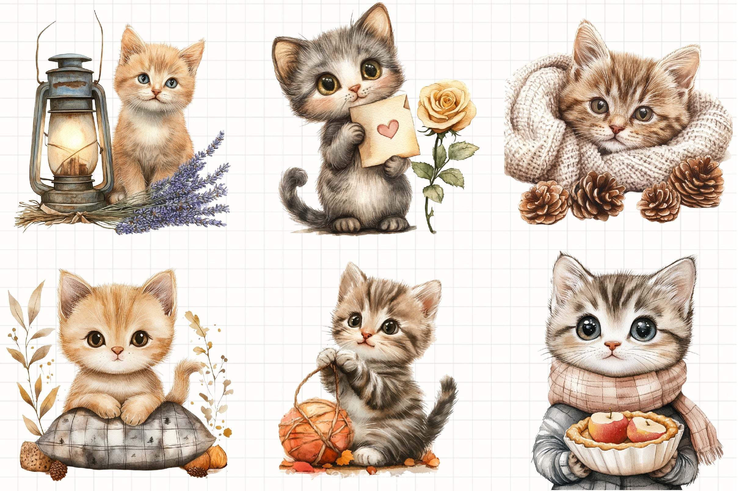 Autumn Kitten Clipart Bundle - CraftNest - Digital Crafting and Art