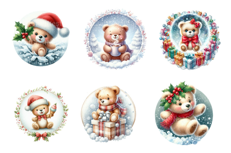 Cute Christmas Teddy Bear Holiday Clipart Bundle - CraftNest - Digital Crafting and Art