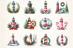 Christmas Lighthouse Clipart Bundle - CraftNest - Digital Crafting and Art