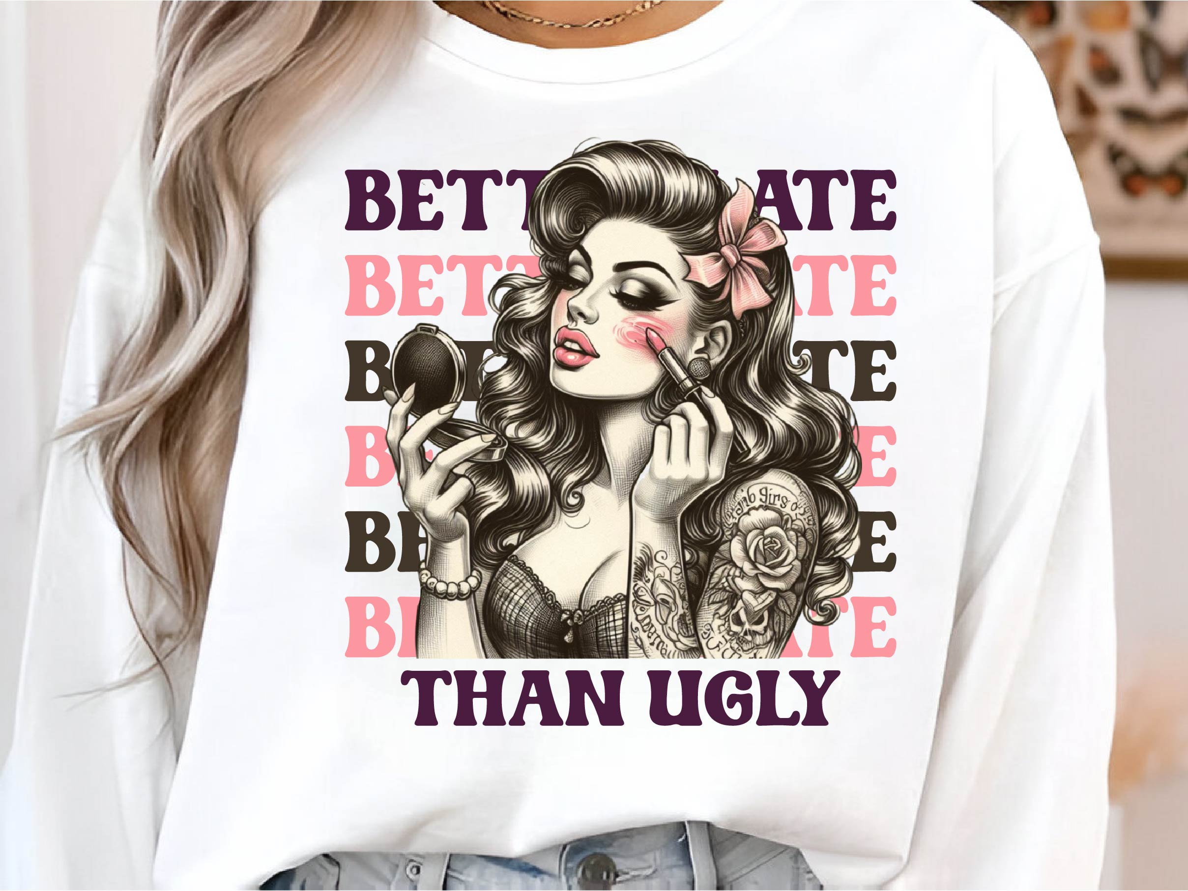 Coquette Girl Better Late Than Ugly Clipart Bundle 1 - CraftNest - Digital Crafting and Art