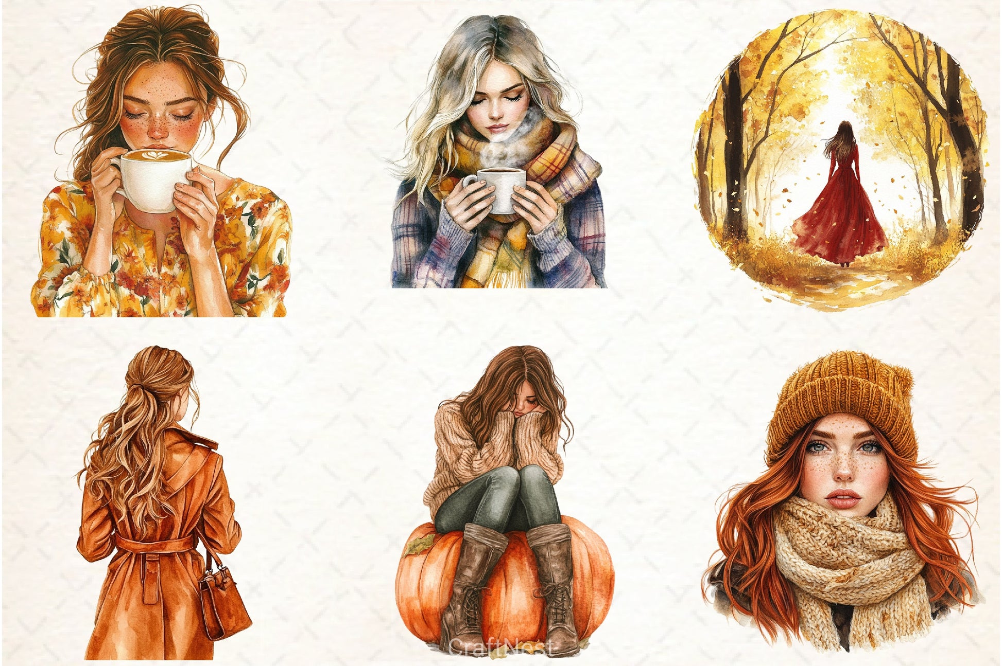 Autumn Girl Clipart Bundle 1 - CraftNest - Digital Crafting and Art