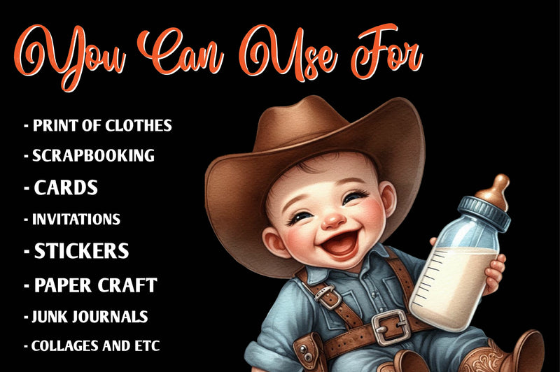 Baby Boy Cowboy Clipart Bundle - CraftNest - Digital Crafting and Art