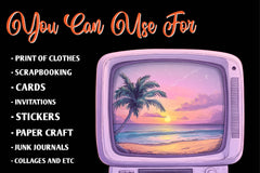 Cute Retro Summer Clipart Bundle - CraftNest - Digital Crafting and Art