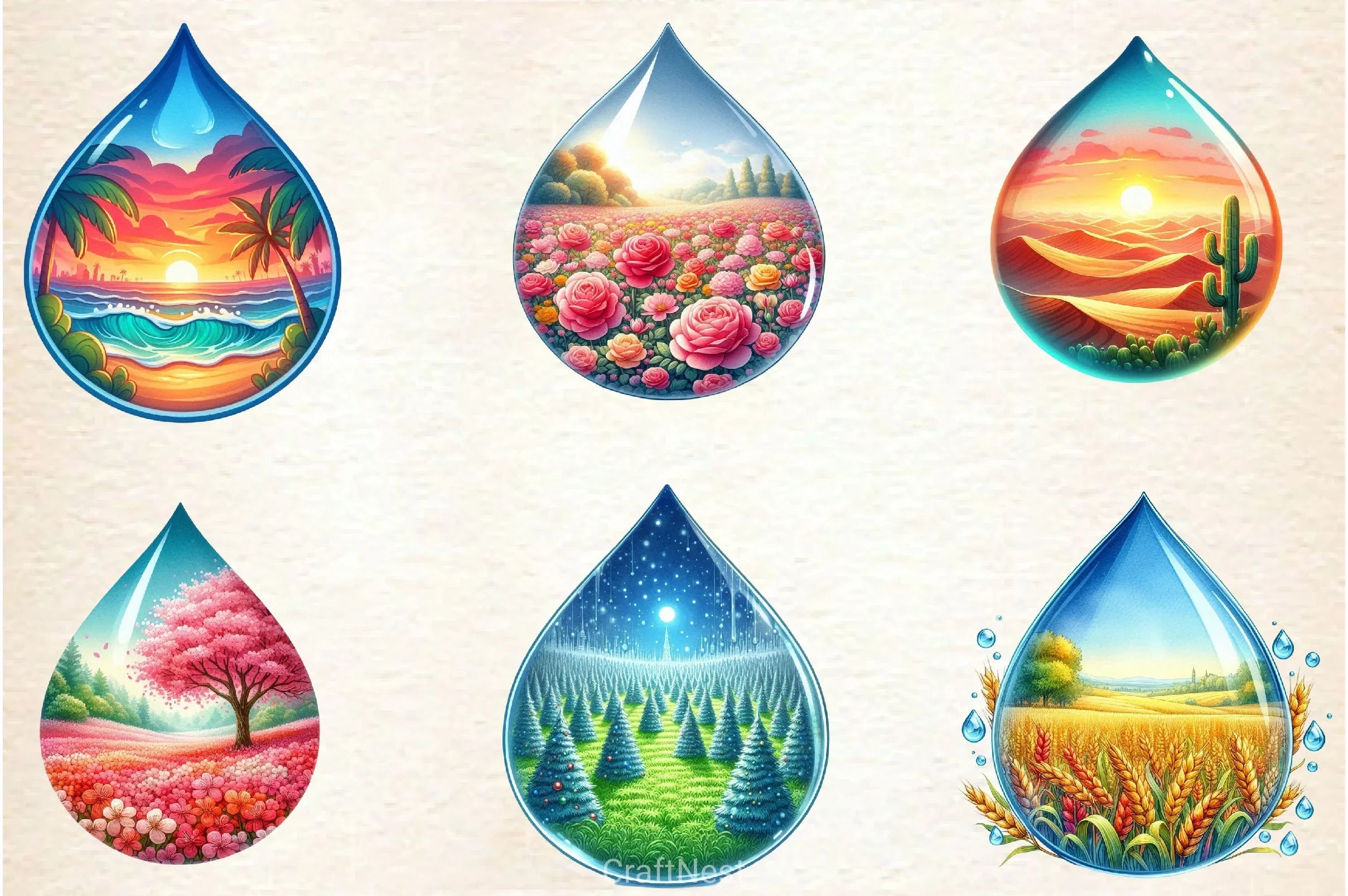 Landscape Water Droplet Clipart Bundle 3 - CraftNest - Digital Crafting and Art