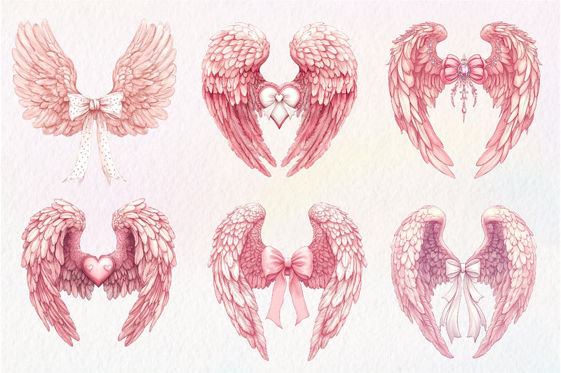 Coquette Angel Wings Clipart Bundle - CraftNest - Digital Crafting and Art