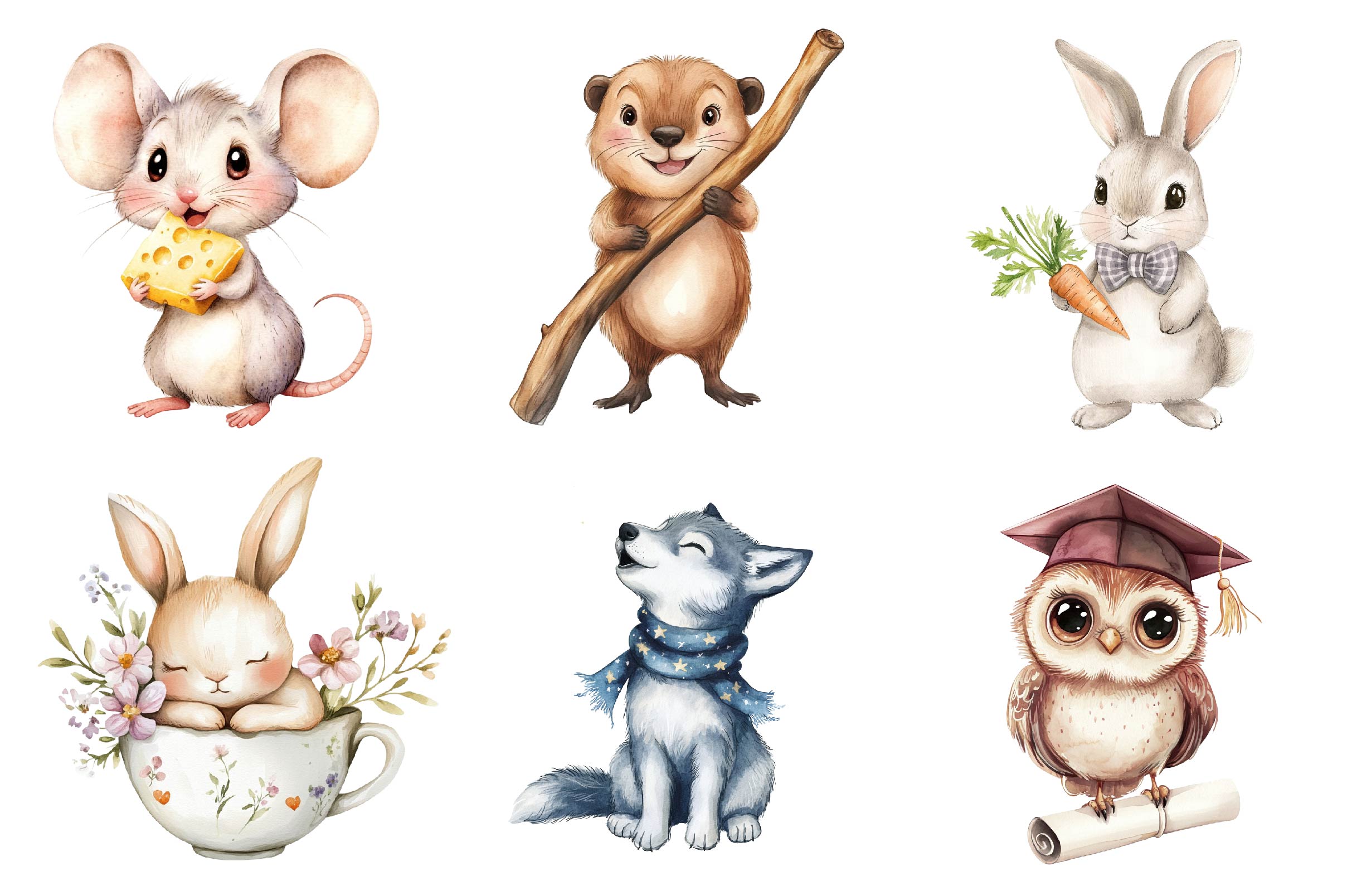Woodland Animals Cute Baby Animals Clipart Bundle - CraftNest - Digital Crafting and Art