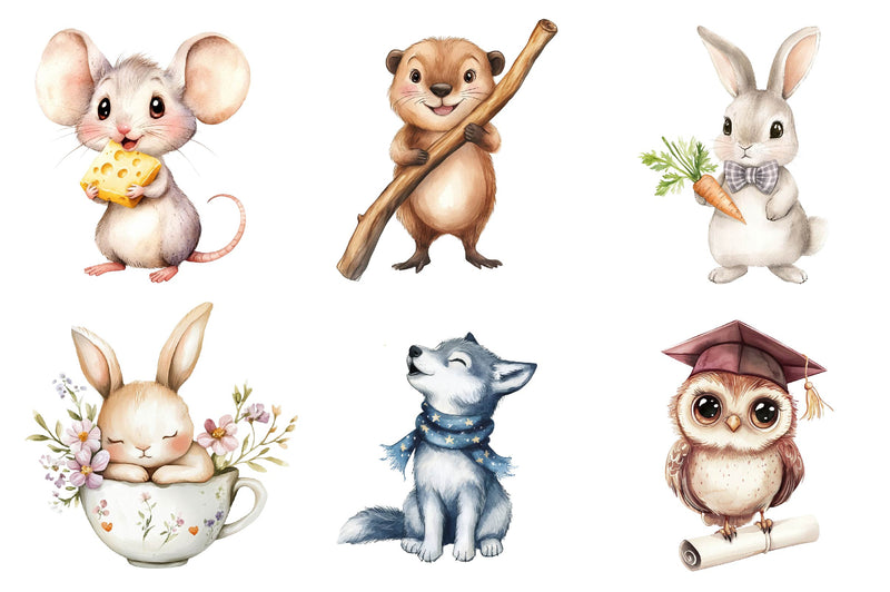 Woodland Animals Cute Baby Animals Clipart Bundle - CraftNest - Digital Crafting and Art