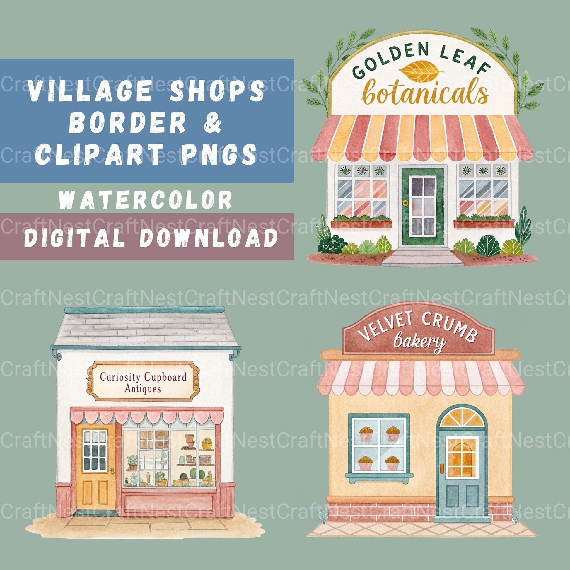 Village Shops Clipart Bundle - CraftNest - Digital Crafting and Art
