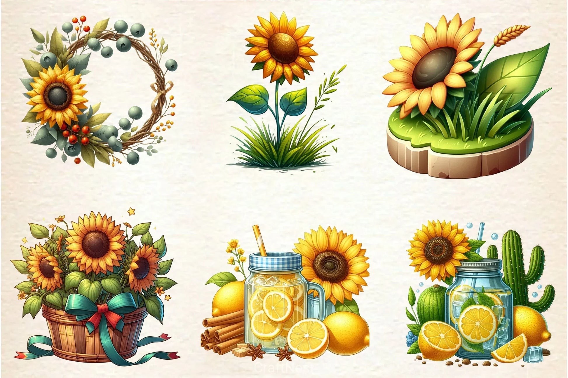 Summer Sunflower Clipart Bundle 2 - CraftNest - Digital Crafting and Art