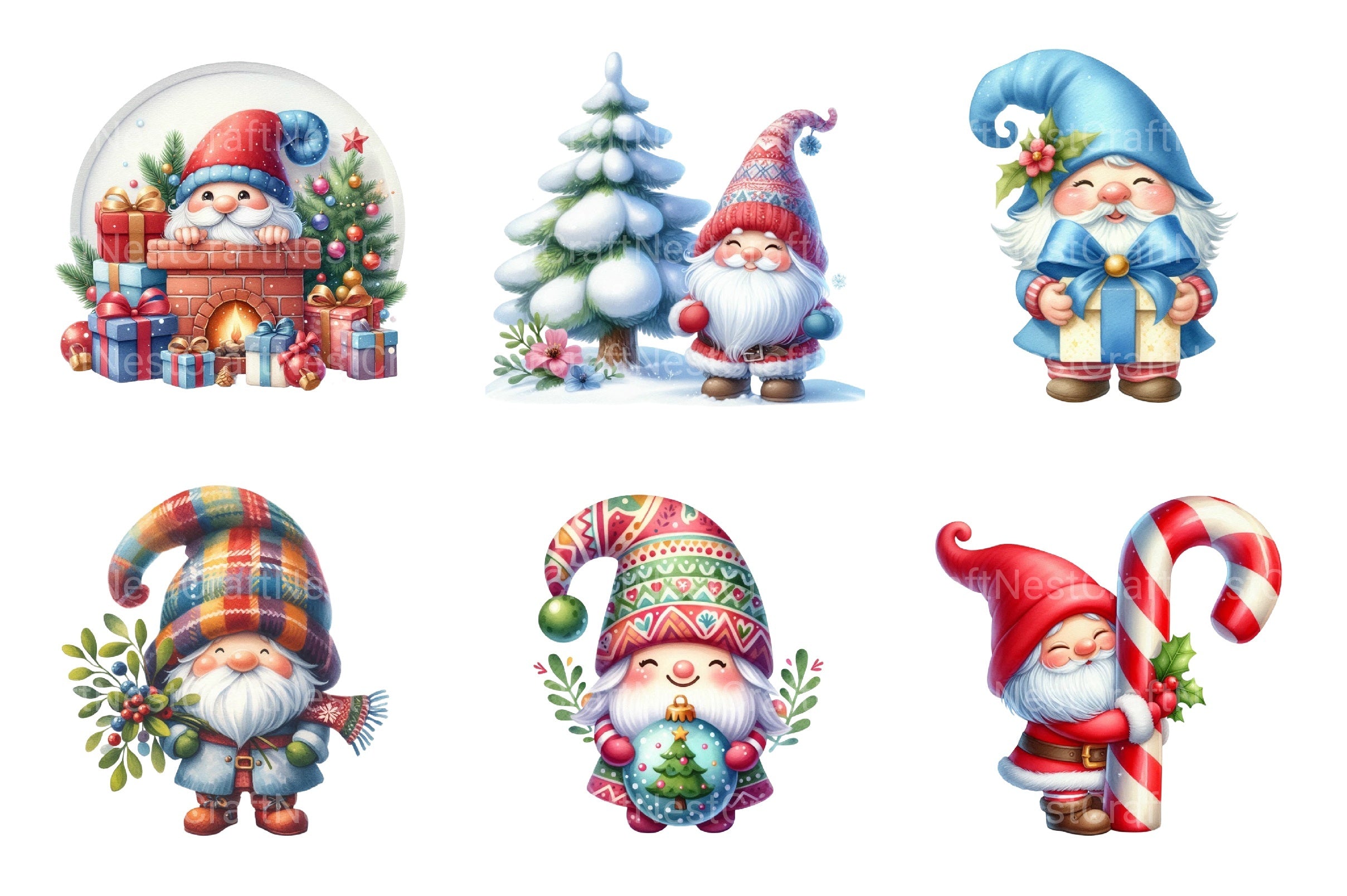 Festive Christmas Gnomes Clipart Bundle - CraftNest - Digital Crafting and Art