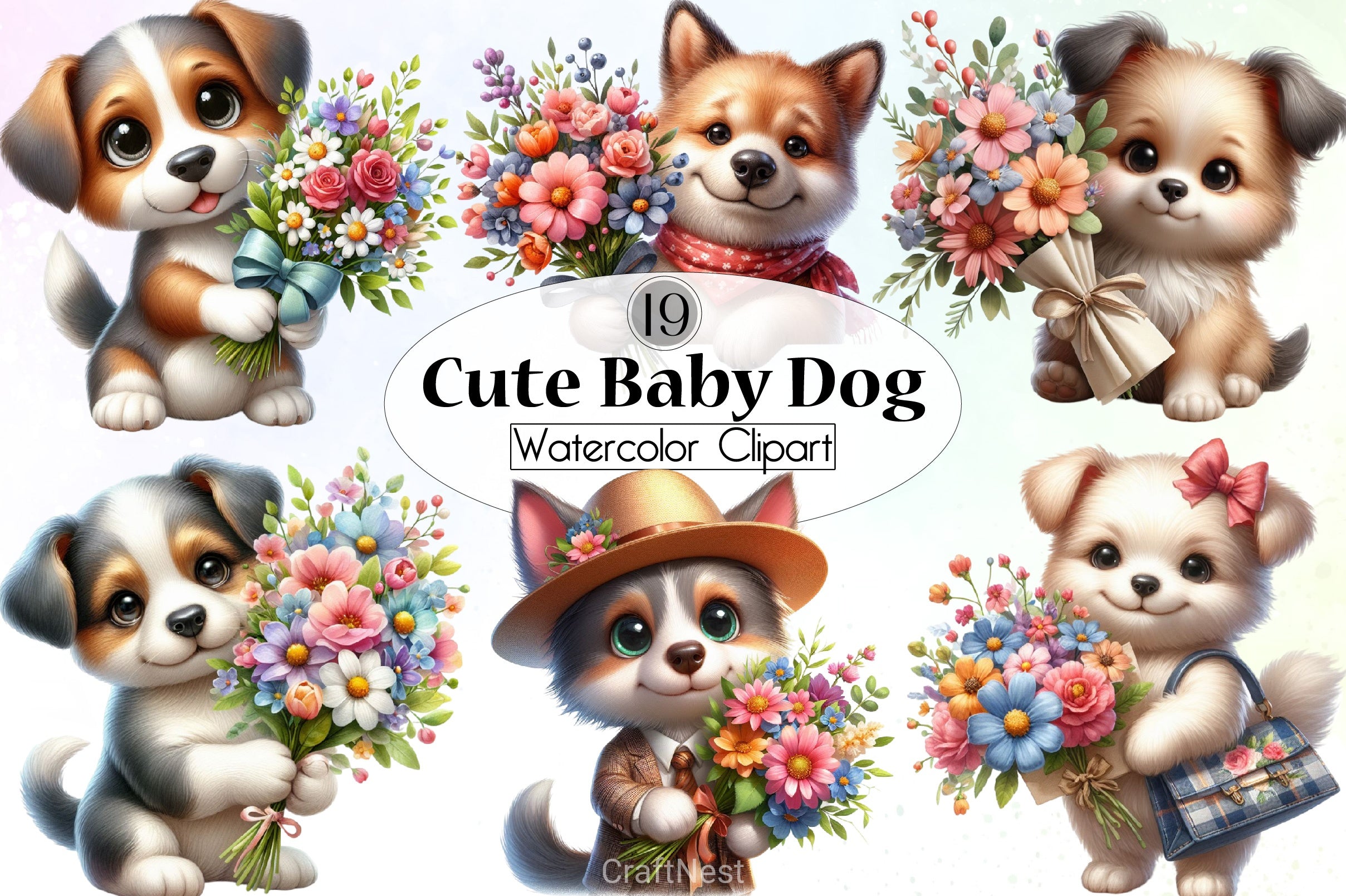 Cute Puppy Clipart Bundle 2 - CraftNest - Digital Crafting and Art
