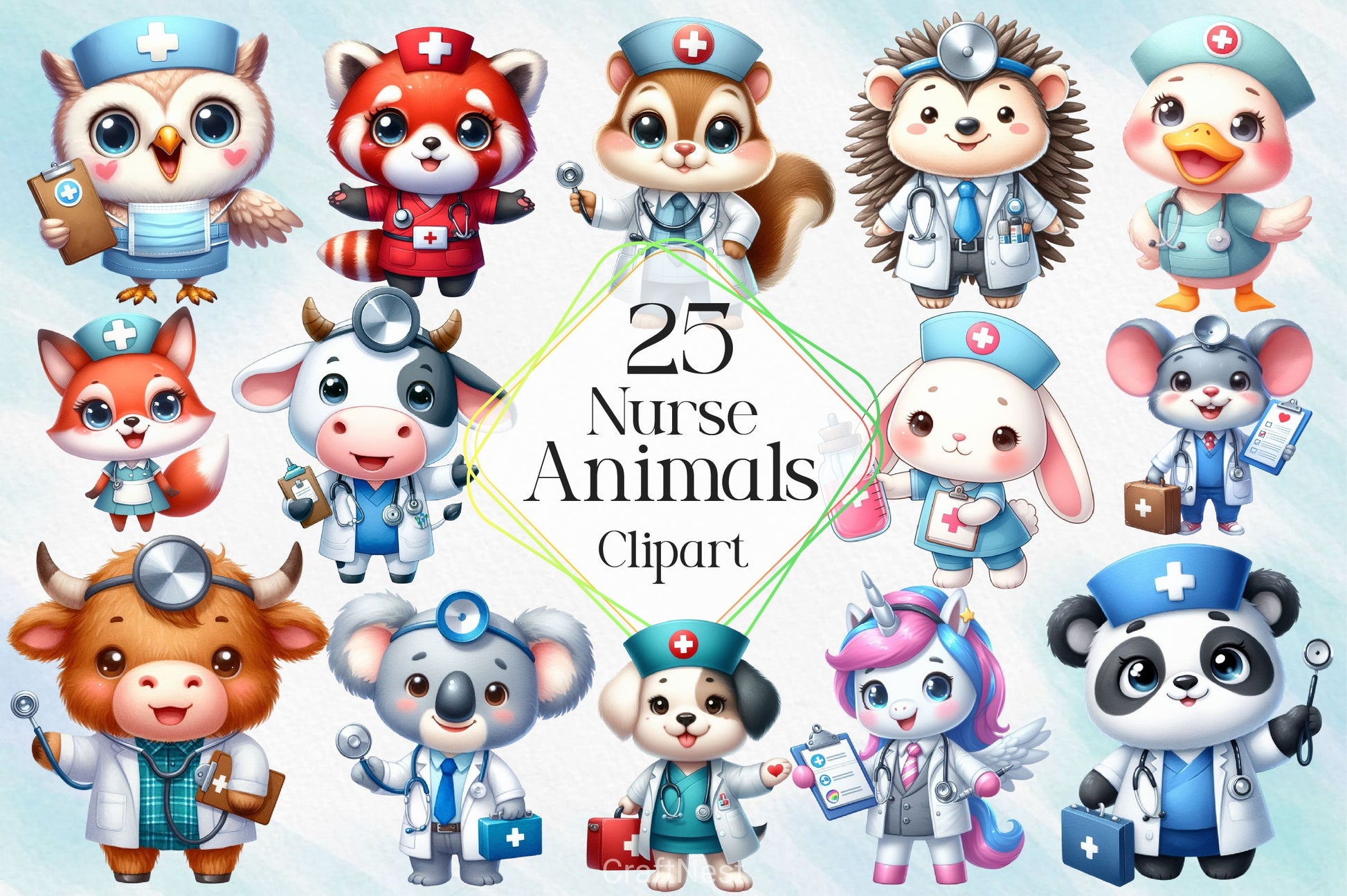 Nurse Animals Clipart Bundle - CraftNest - Digital Crafting and Art