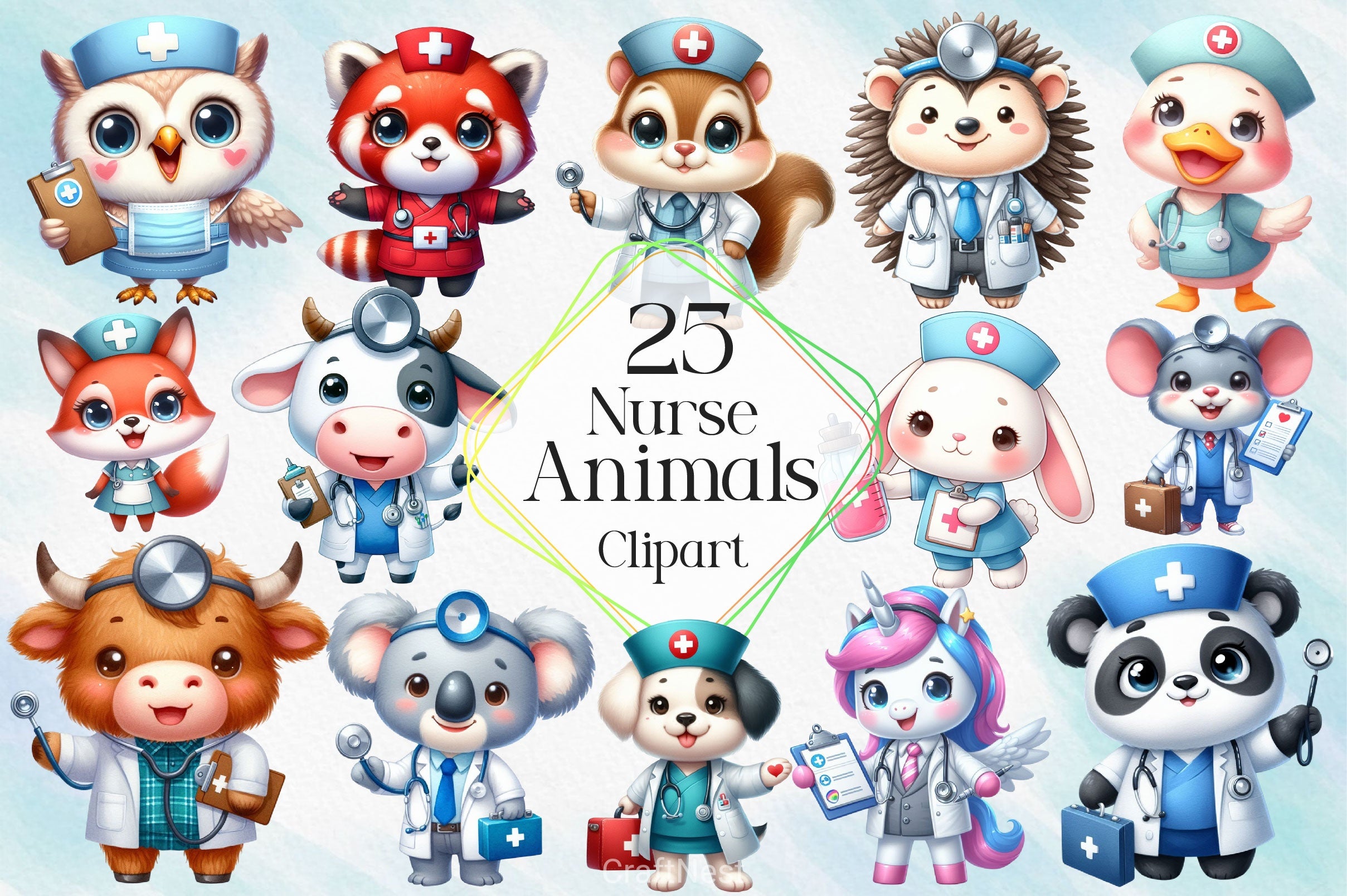 Nurse Animals Clipart Bundle - CraftNest - Digital Crafting and Art