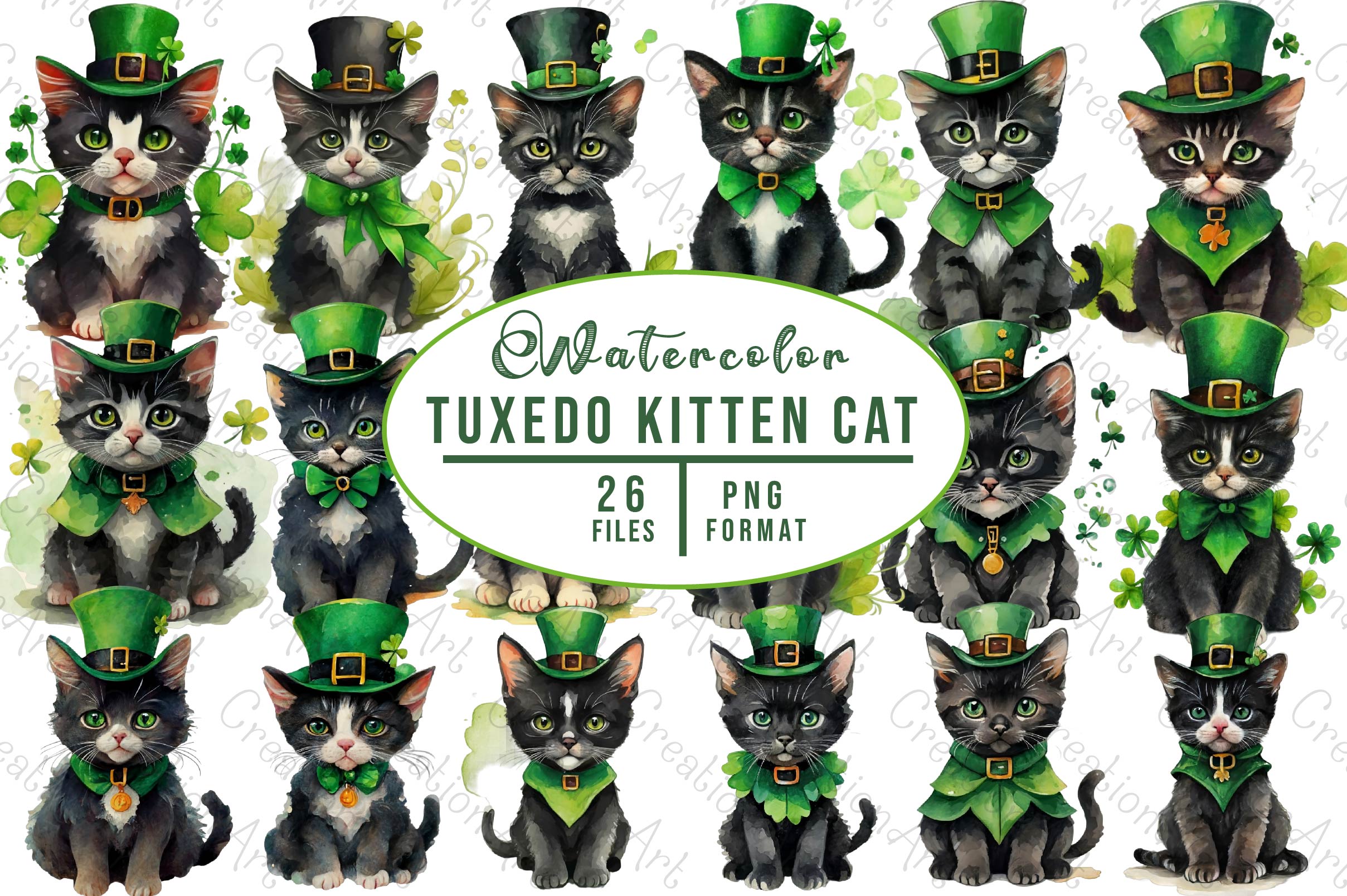 Cute Smiling Tuxedo Kitten Cat Clipart Bundle - CraftNest - Digital Crafting and Art
