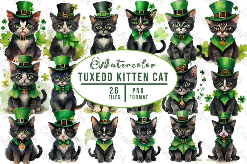 Cute Smiling Tuxedo Kitten Cat Clipart Bundle - CraftNest - Digital Crafting and Art