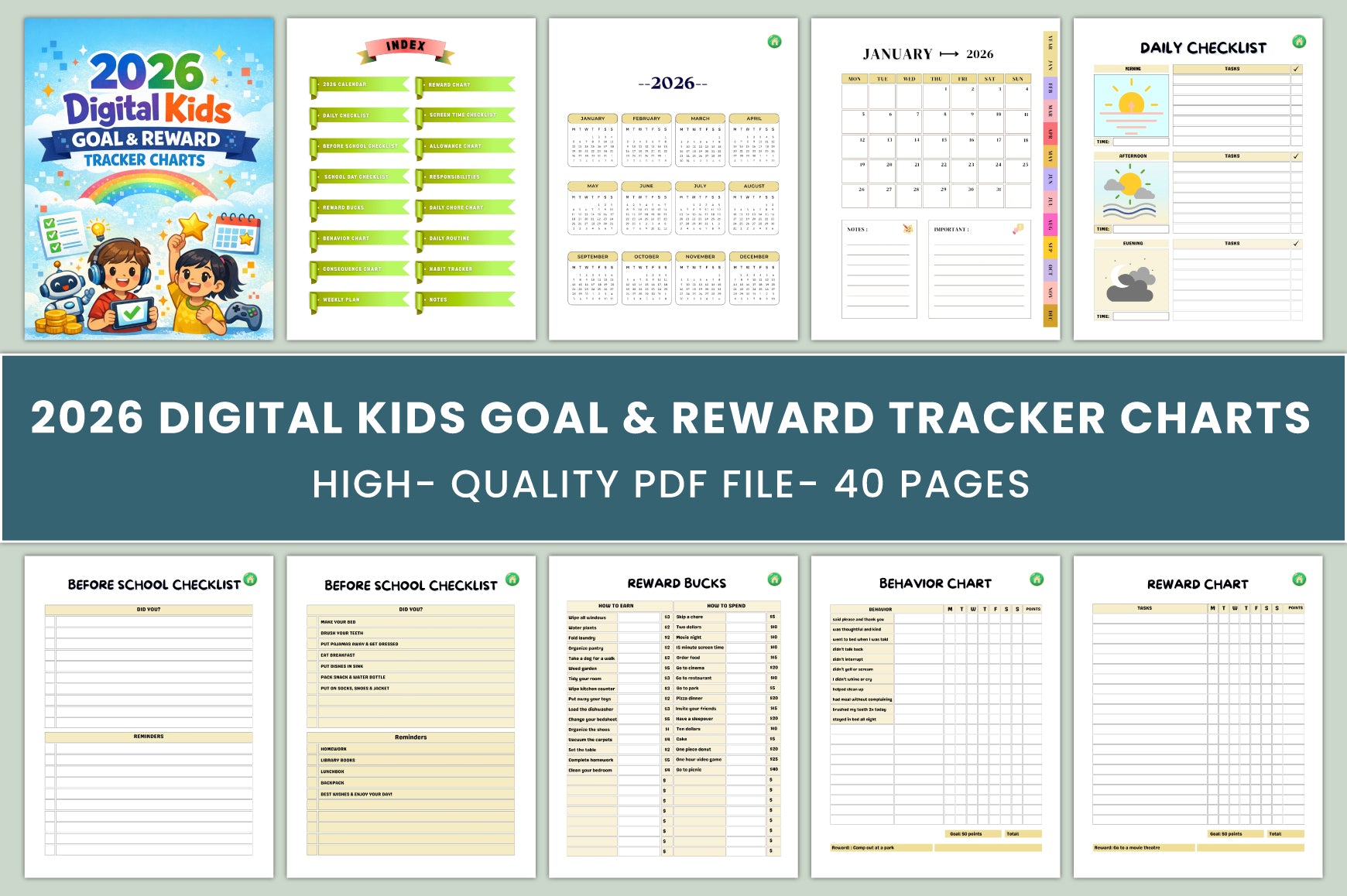 Kids Goal Reward Charts Planner