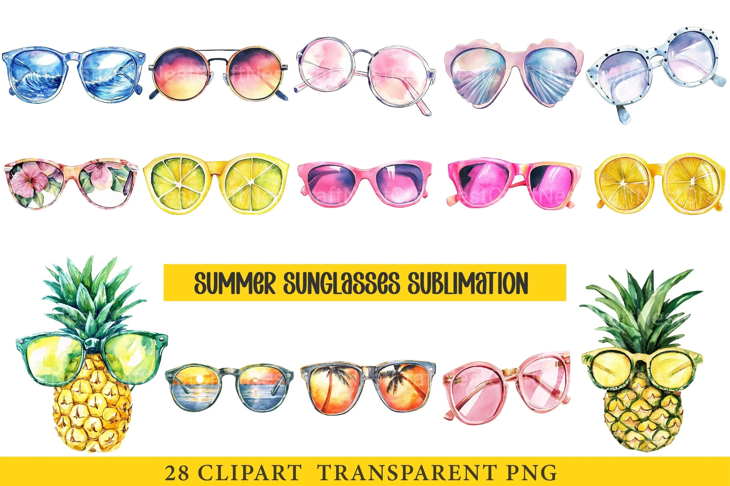 Summer Sunglasses Clipart Bundle - CraftNest - Digital Crafting and Art