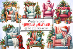 Christmas Armchairs Clipart Bundle - CraftNest - Digital Crafting and Art