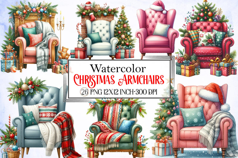 Christmas Armchairs Clipart Bundle - CraftNest - Digital Crafting and Art
