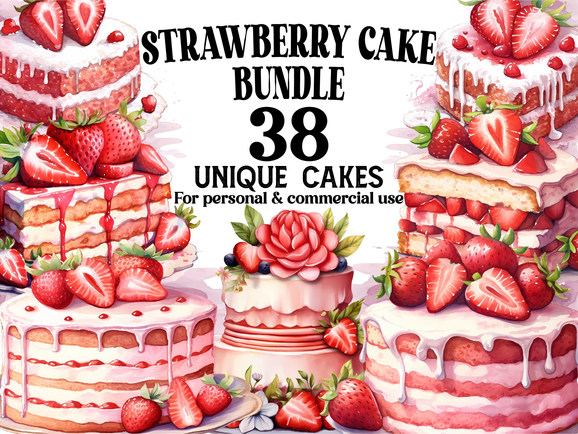 Strawberry Cake Clipart - CraftNest