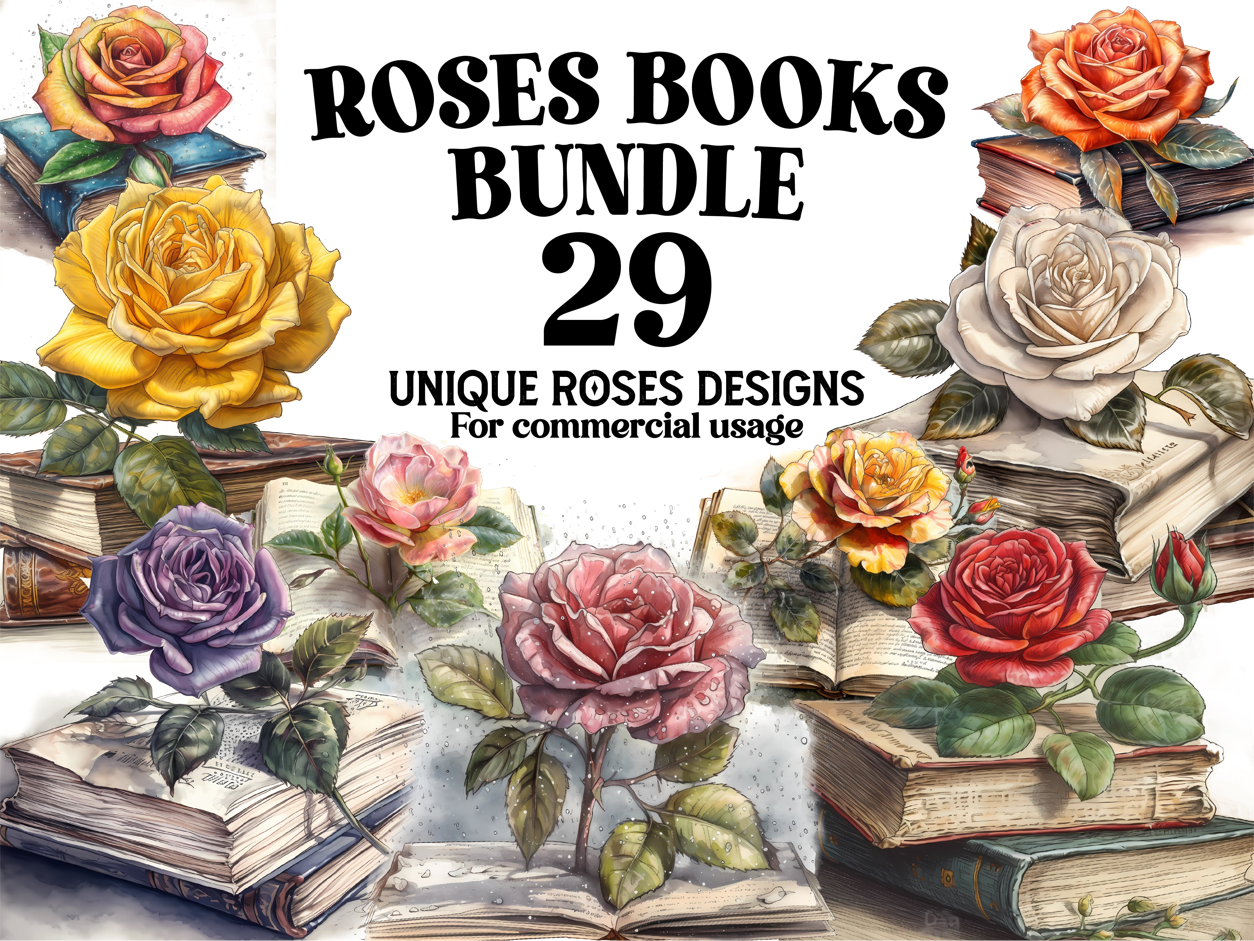 Roses Books Clipart - CraftNest