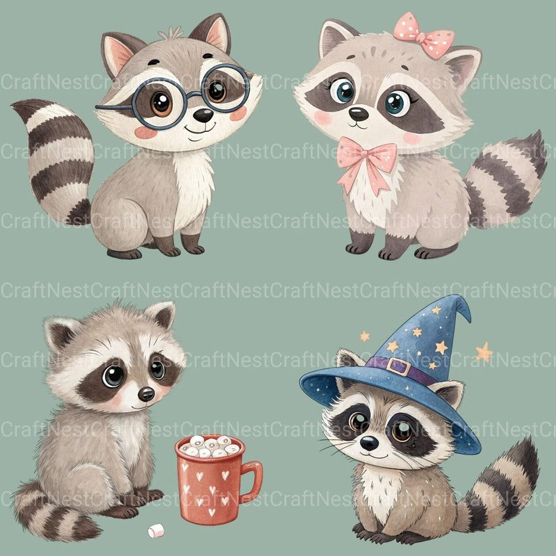 Raccoons 2 Clipart Bundle - CraftNest - Digital Crafting and Art