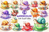 Cute Snail With Coffee Clipart Bundle